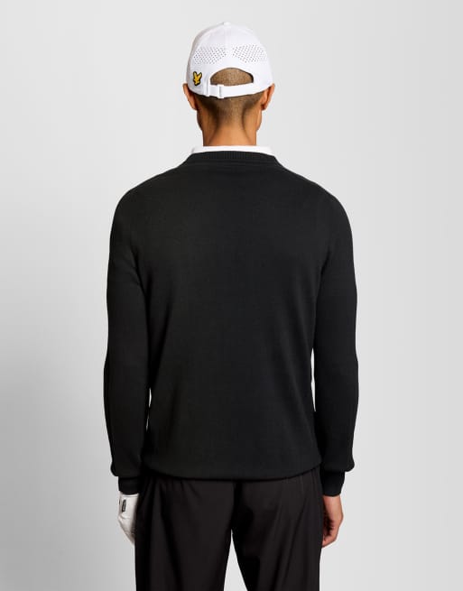 Lyle & Scott Mid knits golf 1874 v neck pullover in z865 jet black, 4 of 6