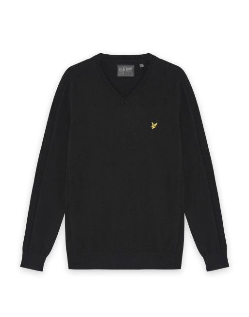 Lyle & Scott Mid knits golf 1874 v neck pullover in z865 jet black, 5 of 6