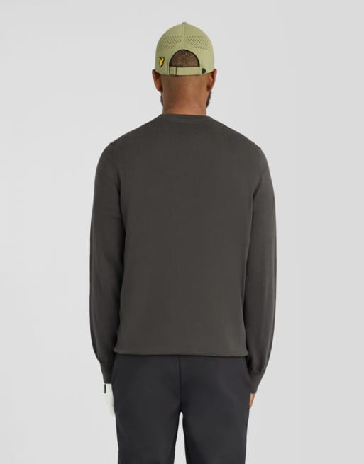 Lyle & Scott Mid knits golf polyblend crew neck pullover in w635 gunmetal, 4 of 5
