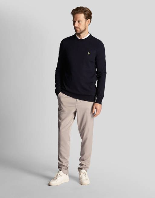 Lyle & Scott Mid knits golf polyblend crew neck pullover in z271 dark navy, 2 of 5