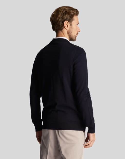 Lyle & Scott Mid knits golf polyblend crew neck pullover in z271 dark navy, 3 of 5