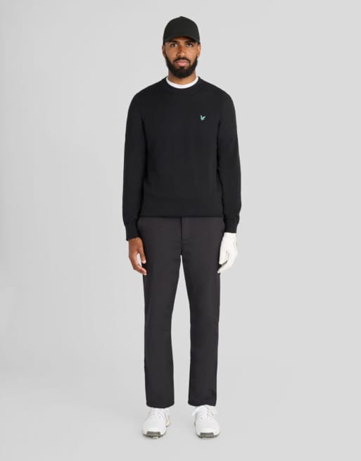 Lyle & Scott Mid knits golf polyblend crew neck pullover in z865 jet black, 2 of 6
