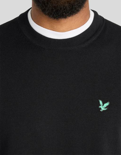 Lyle & Scott Mid knits golf polyblend crew neck pullover in z865 jet black, 3 of 6