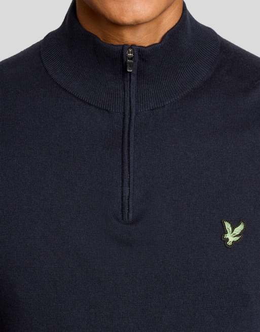 Lyle & Scott Mid knits golf polyblend quarter zip jumper in z271 dark navy, 3 of 6