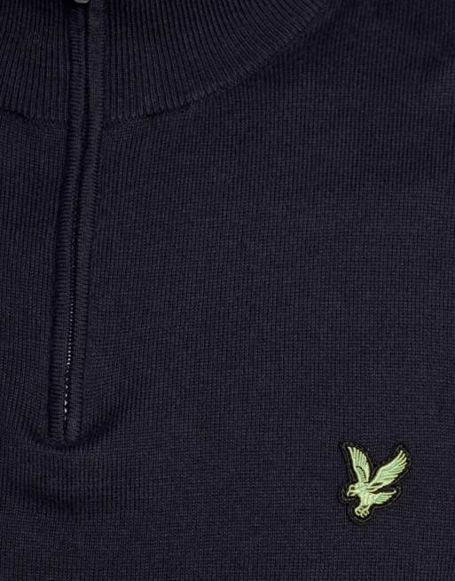 Lyle & Scott Mid knits golf polyblend quarter zip jumper in z271 dark navy, 6 of 6