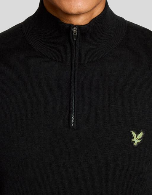 Lyle & Scott Mid knits golf polyblend quarter zip jumper in z865 jet black, 3 of 6