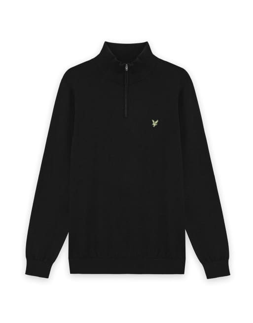 Lyle & Scott Mid knits golf polyblend quarter zip jumper in z865 jet black, 5 of 6