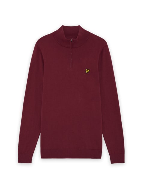 Lyle & Scott Mid knits golf quarter zip jumper in x202 plum - view 1