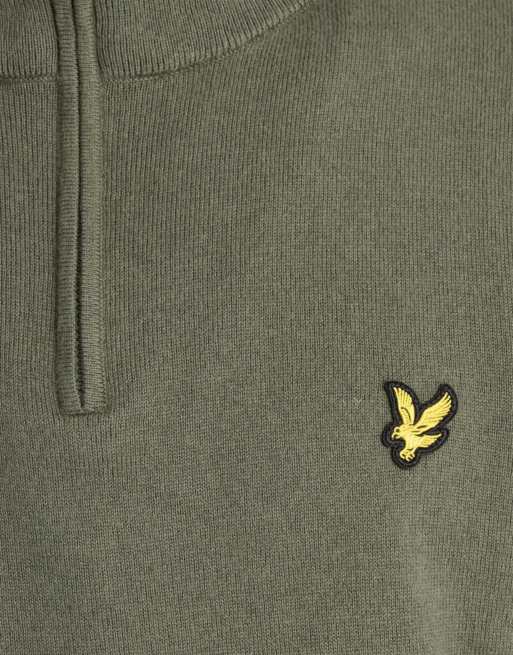 Lyle & Scott Mid knits golf quarter zip jumper in x65 cactus green, 6 of 6