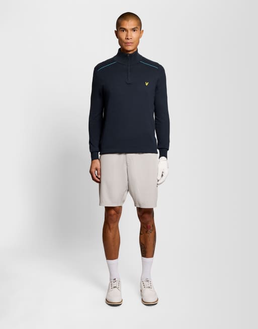 Lyle & Scott Mid knits golf tipped quarter zip jumper in z271 dark navy, 2 of 6
