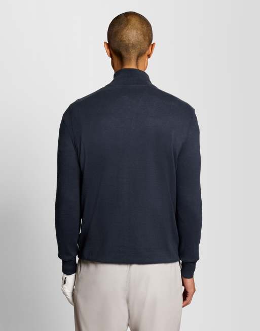 Lyle & Scott Mid knits golf tipped quarter zip jumper in z271 dark navy, 4 of 6