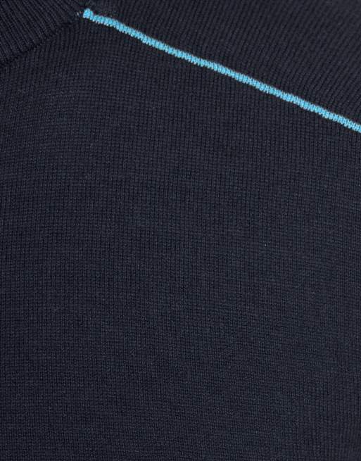 Lyle & Scott Mid knits golf tipped quarter zip jumper in z271 dark navy, 6 of 6