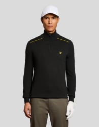 Lyle & Scott Mid knits golf tipped quarter zip jumper in z865 jet black