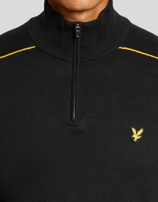 Lyle & Scott Mid knits golf tipped quarter zip jumper in z865 jet black, 3 of 6