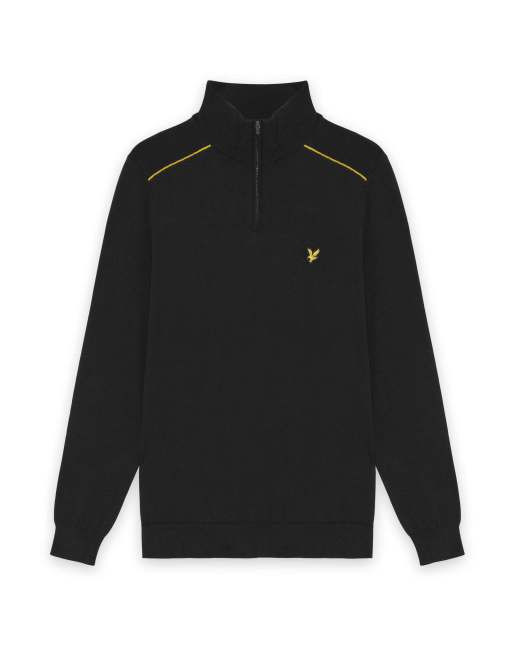 Lyle & Scott Mid knits golf tipped quarter zip jumper in z865 jet black, 5 of 6