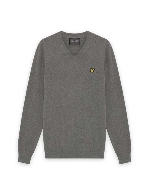 Lyle & Scott Mid knits golf v neck pullover in t28 mid grey marl, 5 of 7