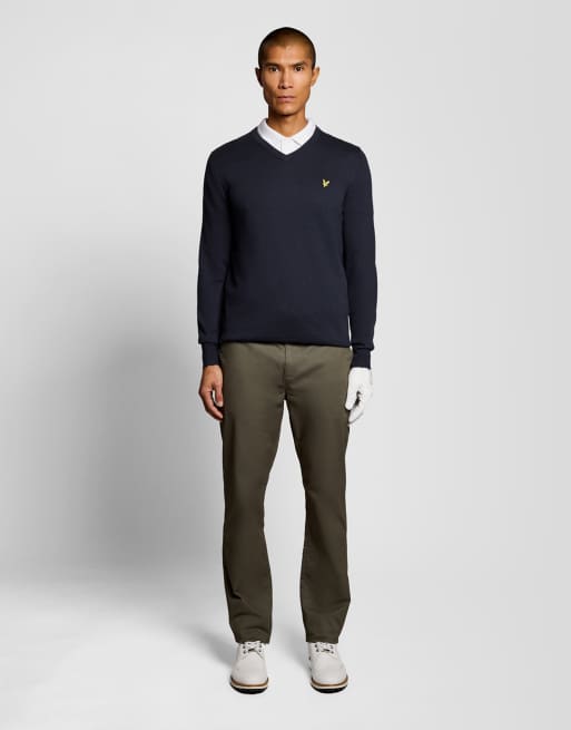 Lyle & Scott Mid knits golf v neck pullover in z271 dark navy, 2 of 7