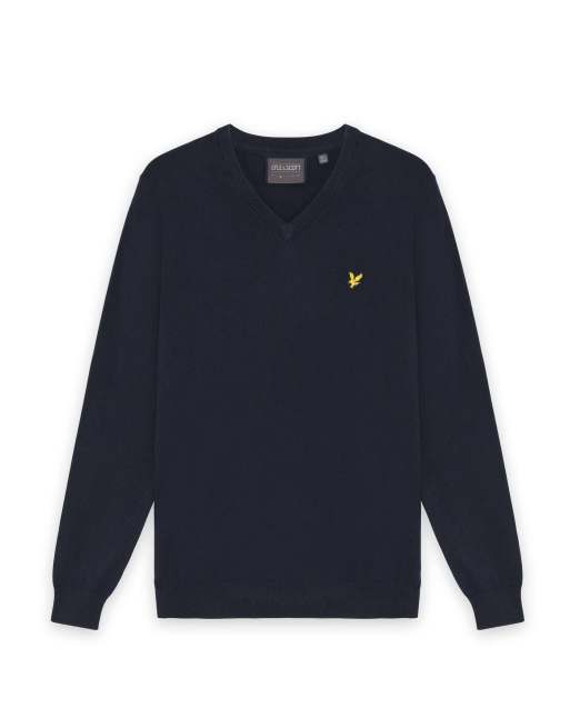 Lyle & Scott Mid knits golf v neck pullover in z271 dark navy, 5 of 7
