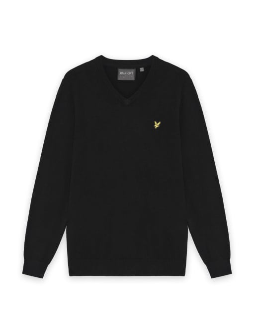 Lyle & Scott Mid knits golf v neck pullover in z865 jet black, 5 of 7