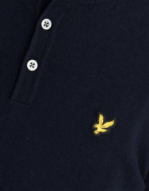 Lyle & Scott Mid knits Henley-Pullover aus Baumwolle und Merinowolle in Dunkelmarineblau, 6 von 6