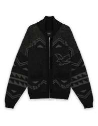 Lyle & Scott Mid knits jacquard full zip cardigan in z865 jet black