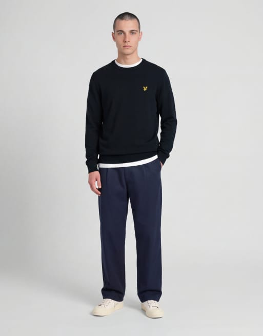 Lyle & Scott Mid knits jersey de cuello redondo de punto en azul marino oscuro, 3 de 6