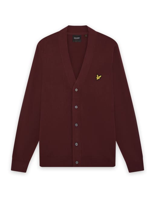 Lyle & Scott Mid Knits klassiek gebreid vest in 477 claret jug, 6 van 6