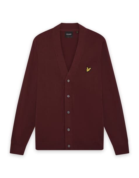 Lyle & Scott Mid knits knitted classic cardigan in 477 claret jug - view 1