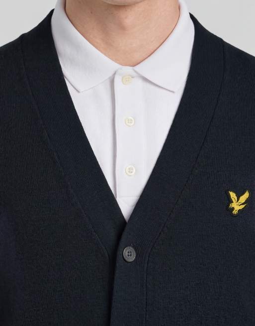 Lyle & Scott Mid knits knitted classic cardigan in z271 dark navy, 5 of 6