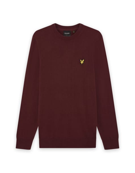 Lyle & Scott Mid knits knitted crew neck jumper in 477 claret jug - view 1