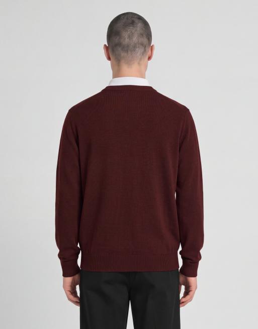 Lyle & Scott Mid knits knitted crew neck jumper in 477 claret jug, 4 of 6