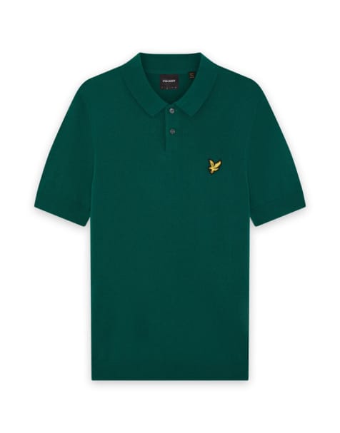Lyle & Scott Mid knits knitted polo shirt in 192 green jacket