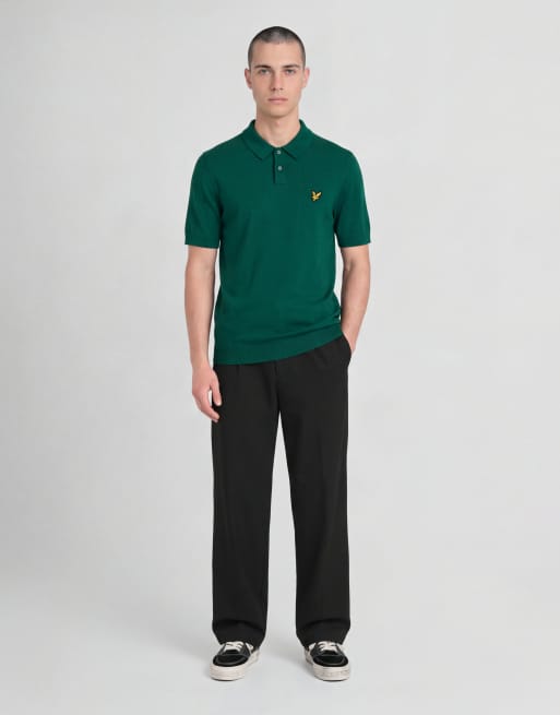 Lyle & Scott Mid knits knitted polo shirt in 192 green jacket, 3 of 6