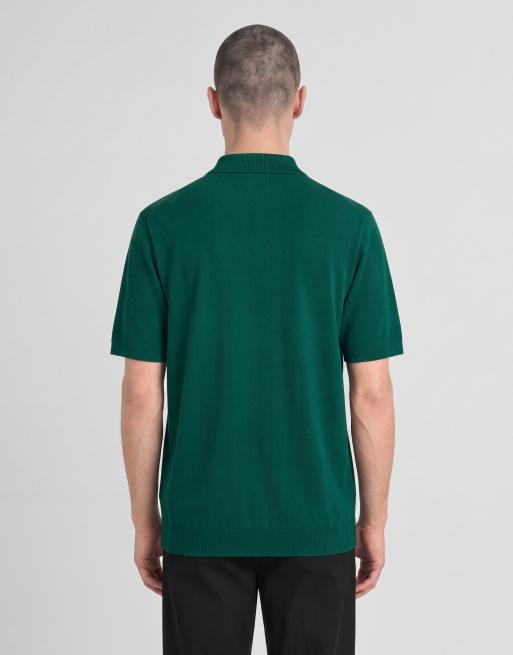 Lyle & Scott Mid knits knitted polo shirt in 192 green jacket, 4 of 6