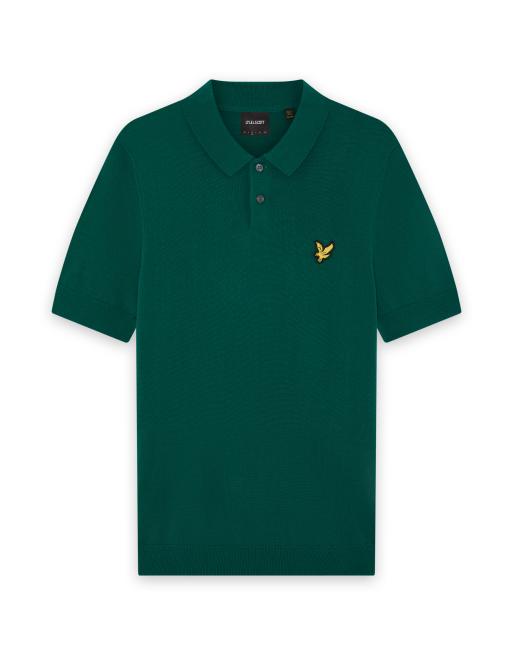 Lyle & Scott Mid knits knitted polo shirt in 192 green jacket, 6 of 6