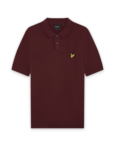 Lyle & Scott Mid knits knitted polo shirt in 477 claret jug - view 1