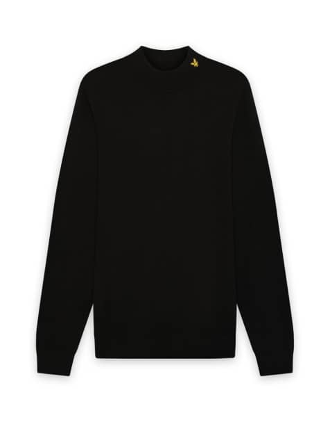 Lyle & Scott Mid knits knitted turtle neck jumper in z865 jet black - view 1