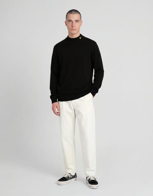Lyle & Scott Mid knits knitted turtle neck jumper in z865 jet black, 3 of 6