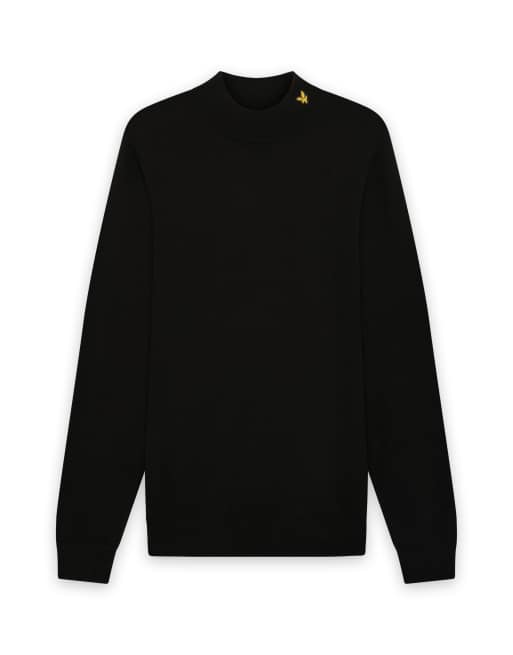 Lyle & Scott Mid knits knitted turtle neck jumper in z865 jet black, 6 of 6