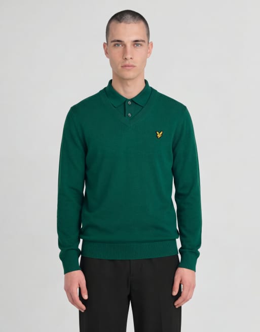 Lyle & Scott Mid knits knitted v-neck jumper in 192 green jacket, 2 of 6