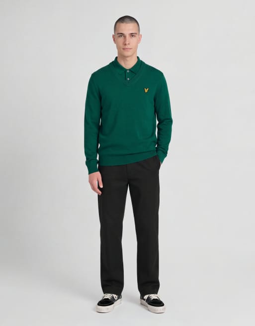 Lyle & Scott Mid knits knitted v-neck jumper in 192 green jacket, 3 of 6