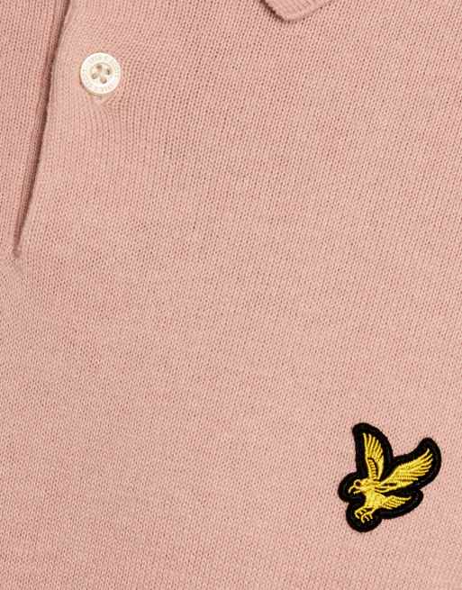 Lyle & Scott – Mid Knits – Kurzärmliges Strick-Polohemd aus Baumwolle in y120 rosa Grapefruit, 6 von 6