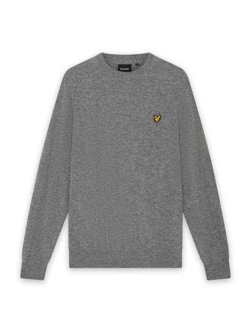 Lyle & Scott Mid knits lambswool blend crew neck jumper in t28 mid grey marl, 5 of 5