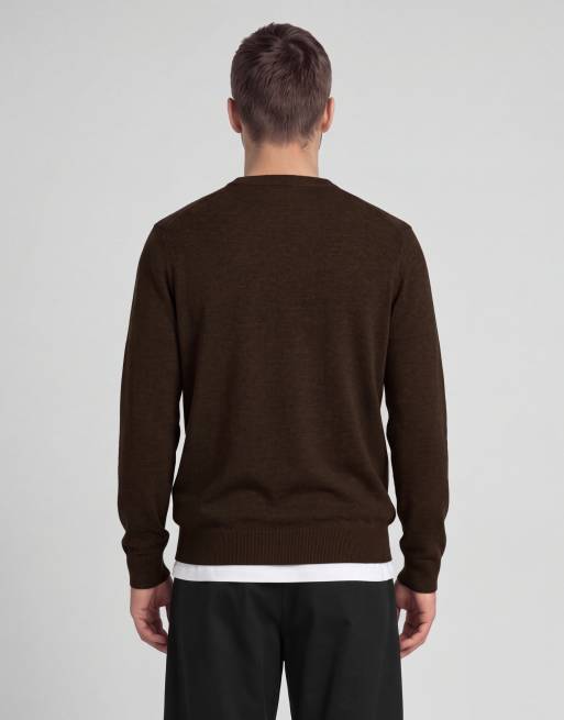 Lyle & Scott Mid knits lambswool blend crew neck jumper in y176 ebony, 3 of 5