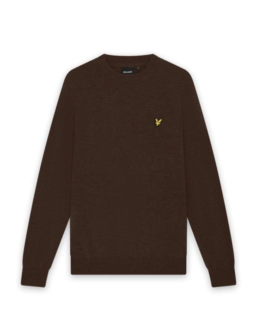 Lyle & Scott Mid knits lambswool blend crew neck jumper in y176 ebony, 5 of 5