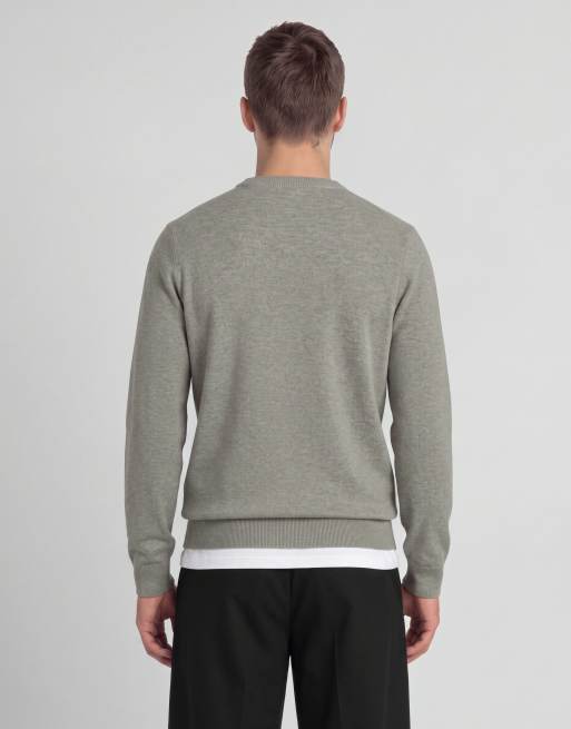 Lyle & Scott Mid knits lambswool blend crew neck jumper in y355 whitecap grey marl, 3 of 5