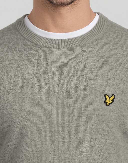 Lyle & Scott Mid knits lambswool blend crew neck jumper in y355 whitecap grey marl, 4 of 5