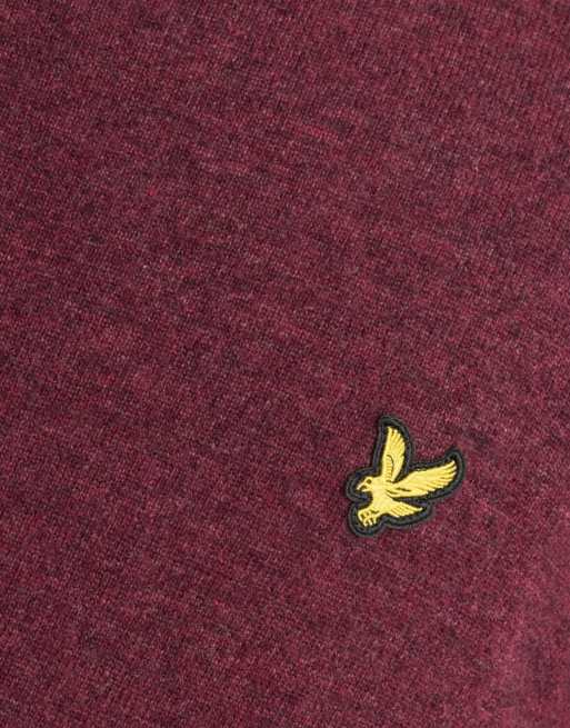Lyle & Scott Mid knits lambswool blend crew neck jumper in y357 beetroot marl, 6 of 6