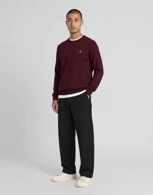 Lyle & Scott Mid knits lambswool blend crew neck jumper in z562 burgundy, 2 of 5