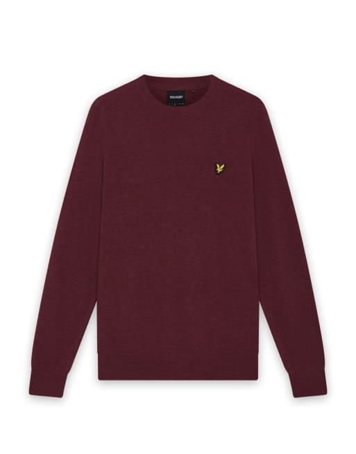 Lyle & Scott Mid knits lambswool blend crew neck jumper in z562 burgundy, 5 of 5